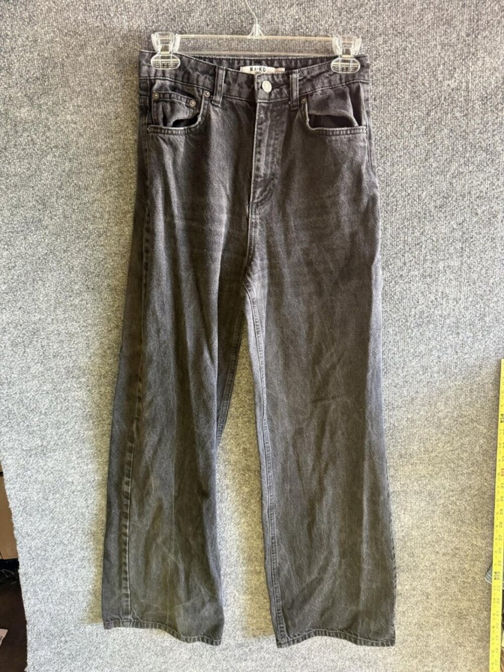 Nakd Jeans Womens 36 Charcoal Gray Wash High Rise Relaxed Wide Leg Denim